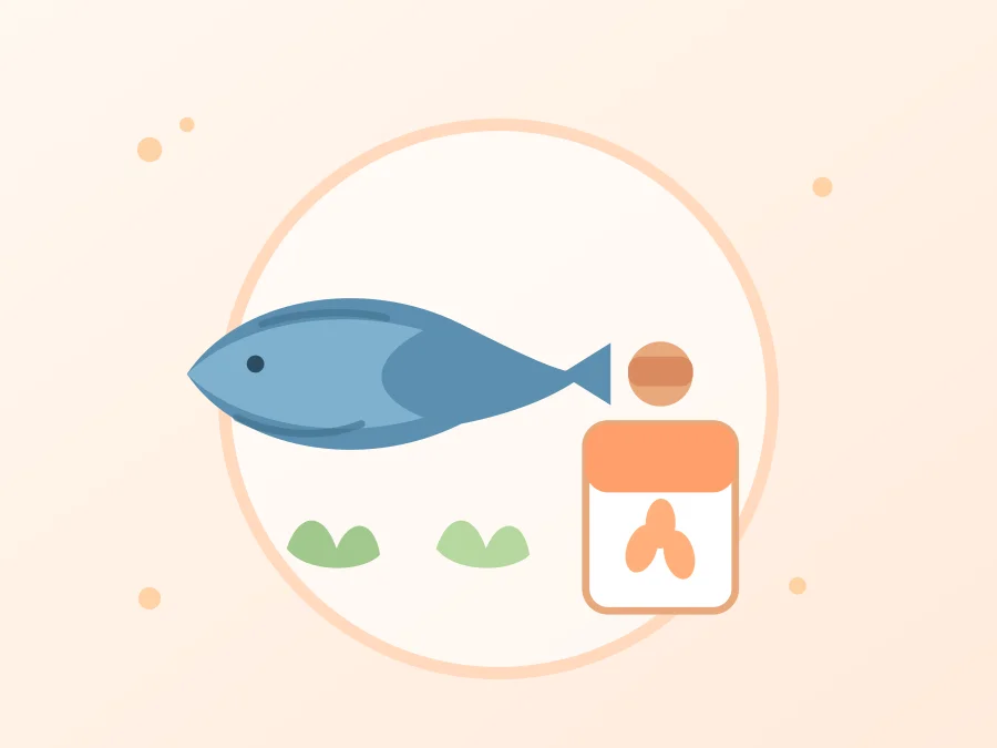 青魚やサプリメントのイラスト